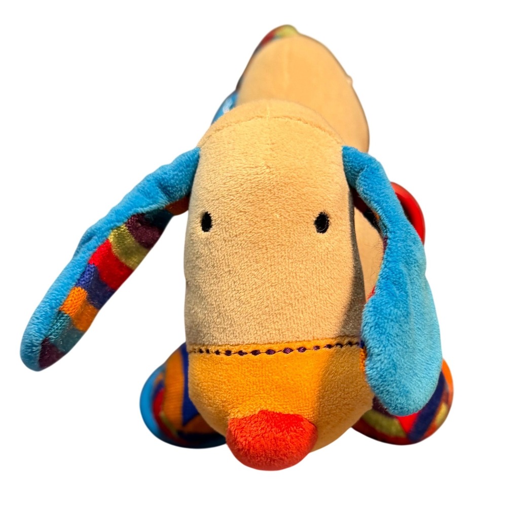 Little Jellycat Jazzie Dachshund Puppy Plush Sensory Activity Toy Rings Multi